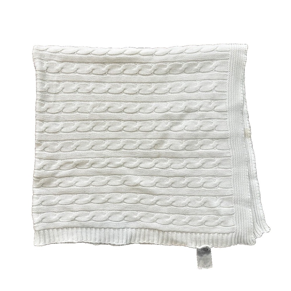 SL Home Fashions Solid White Cable Knit Baby Blanket Sweater RN 119741 Lovey
